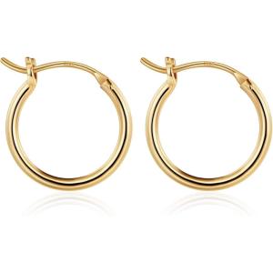 M MOOHAM 14K-Gold-Plated Hoop Earrings for Women – Hypoallergenic 14K Gold 925 Sterling silver-plated Post Sensitive Ears Nickel Free Hoops Earrings Set for Women Jewelry Lightweight 13-60mm(“2pcs-15mm-Gold-plated)