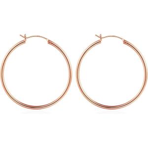 M MOOHAM 14K-Gold-Plated Hoop Earrings for Women – Hypoallergenic 14K Gold 925 Sterling silver-plated Post Sensitive Ears Nickel Free Hoops Earrings Set for Women Jewelry Lightweight 13-60mm(2pcs-40mm-Rose-plated)