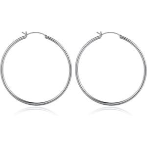 M MOOHAM 14K-Gold-Plated Hoop Earrings for Women – Hypoallergenic 14K Gold 925 Sterling silver-plated Post Sensitive Ears Nickel Free Hoops Earrings Set for Women Jewelry Lightweight 13-60mm(2pcs-50mm-silver-plated)