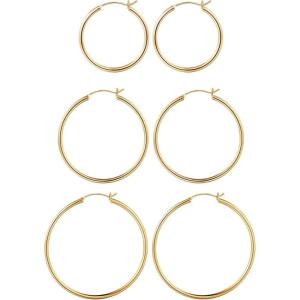 M MOOHAM 14K-Gold-Plated Hoop Earrings for Women – Hypoallergenic 14K Gold 925 Sterling silver-plated Post Sensitive Ears Nickel Free Hoops Earrings Set for Women Jewelry Lightweight 13-60mm(“3pairs-30/40/50mm-Gold-plated)