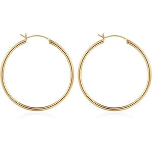 M MOOHAM 14K-Gold-Plated Hoop Earrings for Women – Hypoallergenic 14K Gold 925 Sterling silver-plated Post Sensitive Ears Nickel Free Hoops Earrings Set for Women Jewelry Lightweight 13-60mm(2pcs-40mm-Gold-plated)