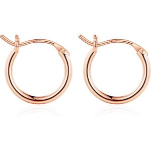 M MOOHAM 14K-Gold-Plated Hoop Earrings for Women – Hypoallergenic 14K Gold 925 Sterling silver-plated Post Sensitive Ears Nickel Free Hoops Earrings Set for Women Jewelry Lightweight 13-60mm(2pcs-13mm-Rose-plated)