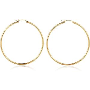 M MOOHAM 14K-Gold-Plated Hoop Earrings for Women – Hypoallergenic 14K Gold 925 Sterling silver-plated Post Sensitive Ears Nickel Free Hoops Earrings Set for Women Jewelry Lightweight 13-60mm(2pcs-60mm-Gold-plated)