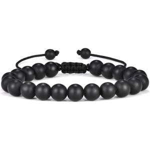 M MOOHAM Beaded Bracelets for Mens Gifts – Natural Stone 8mm Tiger Eye Matte Agate Lava Rock Bracelets for Men Teen Boys Birthday Anniversary Christmas Gifts for Men Teens Grandpa(Matte Agate Bracelet)