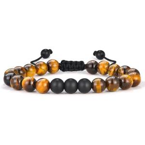 M MOOHAM Beaded Bracelets for Mens Gifts – Natural Stone 8mm Tiger Eye Matte Agate Lava Rock Bracelets for Men Teen Boys Birthday Anniversary Christmas Gifts for Men Teens Grandpa(Tiger Eye Matte Agate Bracelet)