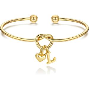 M MOOHAM Christmas Gifts for Women Teen Girls – Knot Initial Bracelets for Women, Bridesmaid Gifts Bridesmaids Proposal Gift Dainty Knot Letter A-Z Heart Initial Bracelet Jewelry Friendship Bracelets(L’)