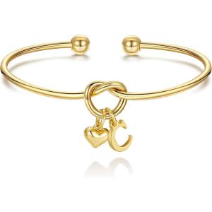 M MOOHAM Christmas Gifts for Women Teen Girls – Knot Initial Bracelets for Women, Bridesmaid Gifts Bridesmaids Proposal Gift Dainty Knot Letter A-Z Heart Initial Bracelet Jewelry Friendship Bracelets(C)