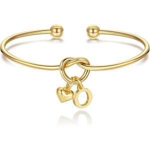 M MOOHAM Christmas Gifts for Women Teen Girls – Knot Initial Bracelets for Women, Bridesmaid Gifts Bridesmaids Proposal Gift Dainty Knot Letter A-Z Heart Initial Bracelet Jewelry Friendship Bracelets(O)