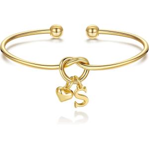 M MOOHAM Christmas Gifts for Women Teen Girls – Knot Initial Bracelets for Women, Bridesmaid Gifts Bridesmaids Proposal Gift Dainty Knot Letter A-Z Heart Initial Bracelet Jewelry Friendship Bracelets(S)