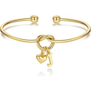 M MOOHAM Christmas Gifts for Women Teen Girls – Knot Initial Bracelets for Women, Bridesmaid Gifts Bridesmaids Proposal Gift Dainty Knot Letter A-Z Heart Initial Bracelet Jewelry Friendship Bracelets(J)