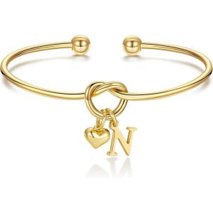 M MOOHAM Christmas Gifts for Women Teen Girls – Knot Initial Bracelets for Women, Bridesmaid Gifts Bridesmaids Proposal Gift Dainty Knot Letter A-Z Heart Initial Bracelet Jewelry Friendship Bracelets(N)