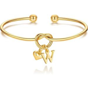 M MOOHAM Christmas Gifts for Women Teen Girls – Knot Initial Bracelets for Women, Bridesmaid Gifts Bridesmaids Proposal Gift Dainty Knot Letter A-Z Heart Initial Bracelet Jewelry Friendship Bracelets(W)
