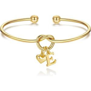 M MOOHAM Christmas Gifts for Women Teen Girls – Knot Initial Bracelets for Women, Bridesmaid Gifts Bridesmaids Proposal Gift Dainty Knot Letter A-Z Heart Initial Bracelet Jewelry Friendship Bracelets(E)