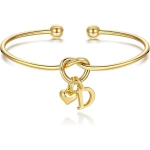 M MOOHAM Christmas Gifts for Women Teen Girls – Knot Initial Bracelets for Women, Bridesmaid Gifts Bridesmaids Proposal Gift Dainty Knot Letter A-Z Heart Initial Bracelet Jewelry Friendship Bracelets(D)