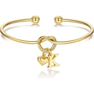 M MOOHAM Christmas Gifts for Women Teen Girls – Knot Initial Bracelets for Women, Bridesmaid Gifts Bridesmaids Proposal Gift Dainty Knot Letter A-Z Heart Initial Bracelet Jewelry Friendship Bracelets(K)