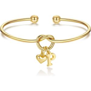 M MOOHAM Christmas Gifts for Women Teen Girls – Knot Initial Bracelets for Women, Bridesmaid Gifts Bridesmaids Proposal Gift Dainty Knot Letter A-Z Heart Initial Bracelet Jewelry Friendship Bracelets(P)