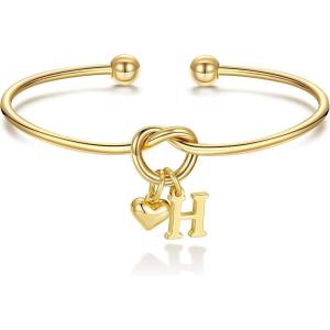 M MOOHAM Christmas Gifts for Women Teen Girls – Knot Initial Bracelets for Women, Bridesmaid Gifts Bridesmaids Proposal Gift Dainty Knot Letter A-Z Heart Initial Bracelet Jewelry Friendship Bracelets(H)