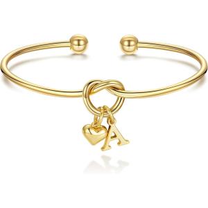 M MOOHAM Christmas Gifts for Women Teen Girls – Knot Initial Bracelets for Women, Bridesmaid Gifts Bridesmaids Proposal Gift Dainty Knot Letter A-Z Heart Initial Bracelet Jewelry Friendship Bracelets(A’)