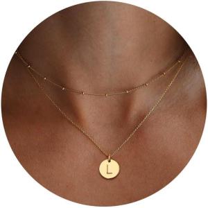 M MOOHAM Gold Necklaces for Women Trendy – Personalized Pendant Necklace, Dainty Satellite Chain | 14K Gold Plated Necklace Letter A-Z Necklaces for Women Trendy | Birthday Gifts for Her