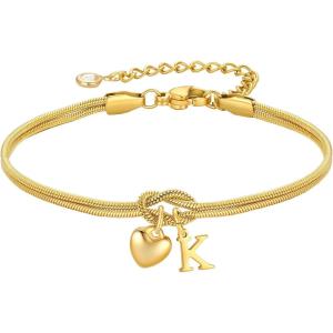 M MOOHAM Initial Knot Bracelets for Women – 18K Gold Plated Initial Knot Bracelets for Women Teen Girls, Trendy Letter A-Z Love Charm Bracelet Dainty Jewelry Womens Bridesmaid Birthday Gifts(K)