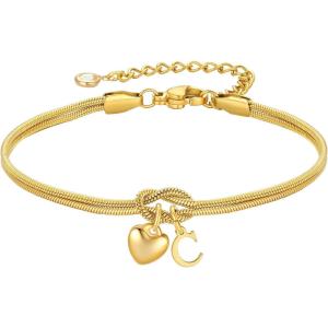 M MOOHAM Initial Knot Bracelets for Women – 18K Gold Plated Initial Knot Bracelets for Women Teen Girls, Trendy Letter A-Z Love Charm Bracelet Dainty Jewelry Womens Bridesmaid Birthday Gifts(C)