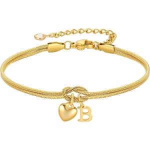 M MOOHAM Initial Knot Bracelets for Women – 18K Gold Plated Initial Knot Bracelets for Women Teen Girls, Trendy Letter A-Z Love Charm Bracelet Dainty Jewelry Womens Bridesmaid Birthday Gifts(B)