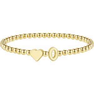 M MOOHAM Stocking Stuffers for Teen Girls Women – Dainty Gold Initial Beaded Bracelets for Women Trendy, Charm Letter A-Z Personalized Bracelet Jewelry Kids Christmas Gifts(O)