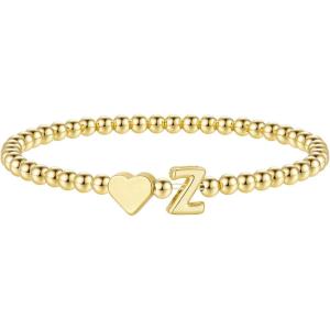 M MOOHAM Stocking Stuffers for Teen Girls Women – Dainty Gold Initial Beaded Bracelets for Women Trendy, Charm Letter A-Z Personalized Bracelet Jewelry Kids Christmas Gifts(Z)