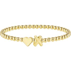 M MOOHAM Stocking Stuffers for Teen Girls Women – Dainty Gold Initial Beaded Bracelets for Women Trendy, Charm Letter A-Z Personalized Bracelet Jewelry Kids Christmas Gifts(X)