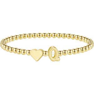 M MOOHAM Stocking Stuffers for Teen Girls Women – Dainty Gold Initial Beaded Bracelets for Women Trendy, Charm Letter A-Z Personalized Bracelet Jewelry Kids Christmas Gifts(Q)