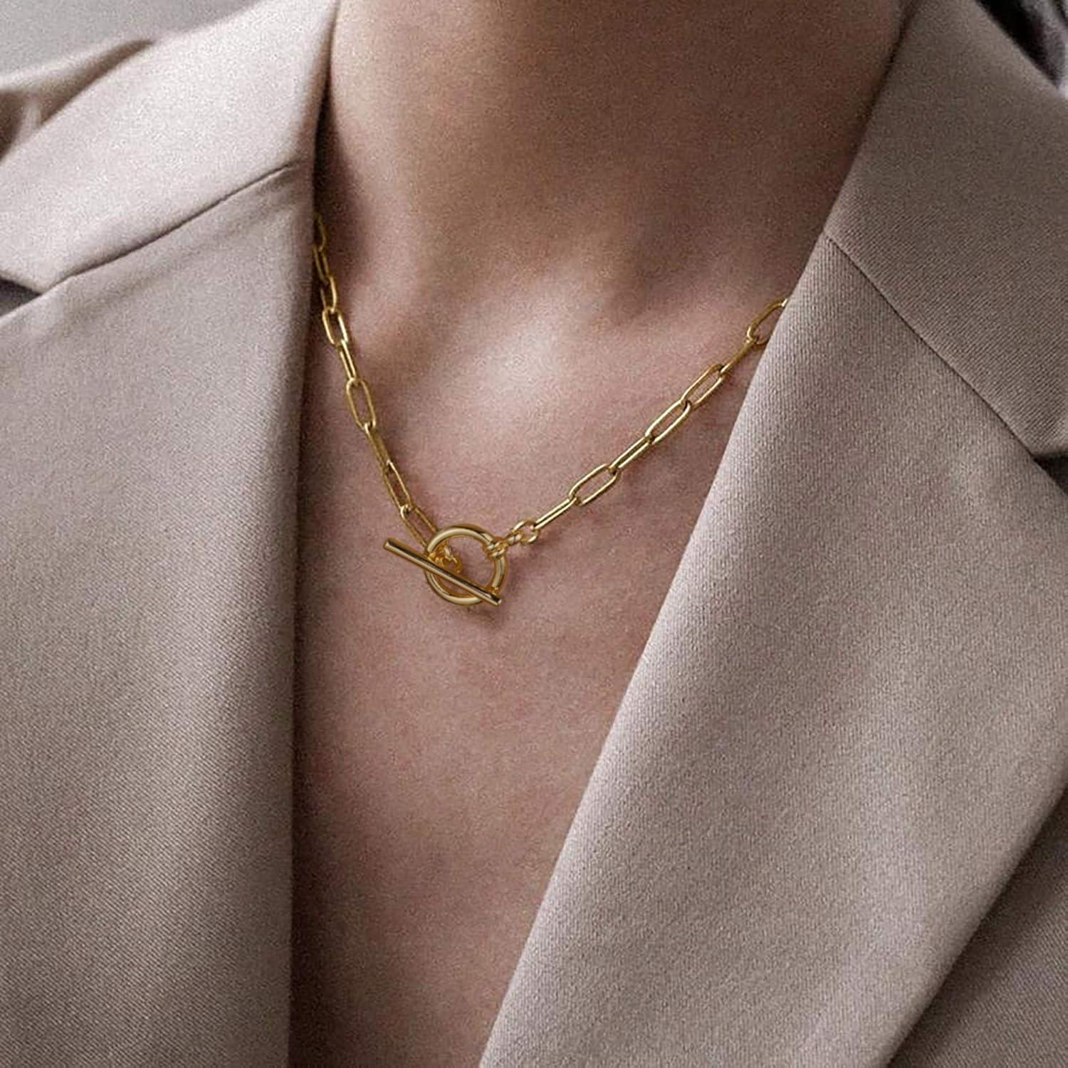 imageM MOOHAM Gold Necklace for Women Gifts 14K Gold Necklace Set Initial Necklace Gold Necklace Non Tarnish Gold Necklaces for Women Gold Jewelry for Women Layered Gold Necklace