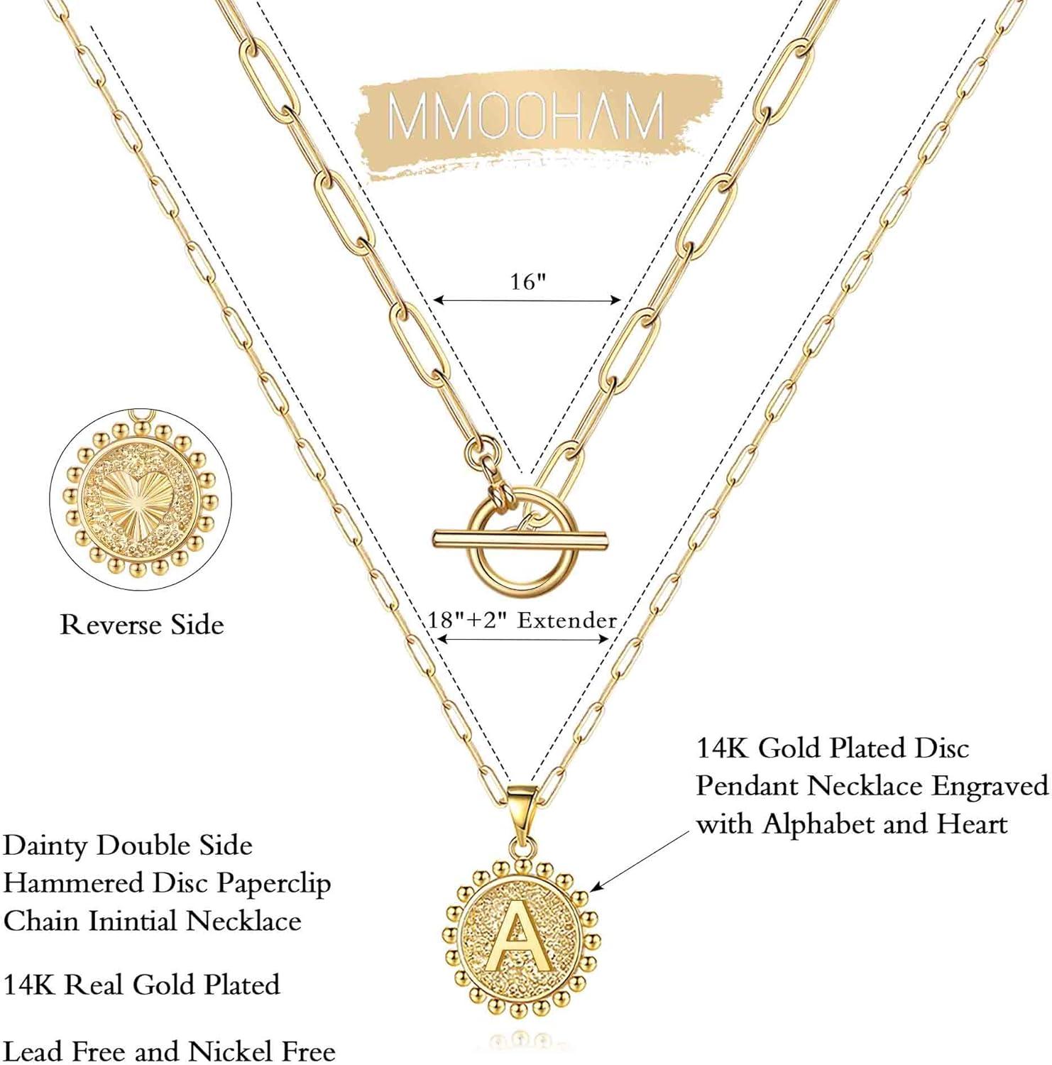 imageM MOOHAM Gold Necklace for Women Gifts 14K Gold Necklace Set Initial Necklace Gold Necklace Non Tarnish Gold Necklaces for Women Gold Jewelry for Women Layered Gold Necklace