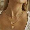 M MOOHAM Dainty Gold Initial Necklaces for Women, Paperclip Chain Necklace Gold Necklace for Women Jewelry Simple Cute Hexagon Letter Pendant Initial A Necklace 14K Gold Chain Necklaces for Women