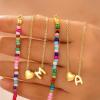 M MOOHAM Initial Bracelets for Women – 14K Gold Plated Dainty Heart Letter A-Z Bracelet Colorful Beaded Initial Bracelet Layered Bracelets Jewelry Gifts for Women Lover Bridesmaids Friends(L)
