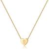 M MOOHAM Stocking Stuffers for Teen Girls Women – Heart Initial Necklace Gifts for Girls Women, 925 Sterling Silver Tiny Letter Necklace Birthday Christmas Gift for Kids Teen Girl Jewelry(Gold)
