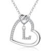 M MOOHAM Stocking Stuffers for Teen Girls Women – Heart Initial Necklaces for Girls Teen Women, Cubic Zirconia Heart Pendant Necklace, Dainty Initial Necklace Letter A – Z Jewelry Christmas Gifts(White-Gold-Plated)