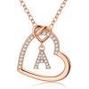 M MOOHAM Stocking Stuffers for Teen Girls Women – Heart Initial Necklaces for Girls Teen Women, Cubic Zirconia Heart Pendant Necklace, Dainty Initial Necklace Letter A – Z Jewelry Christmas Gifts(Rose-Gold-Plated)