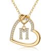 M MOOHAM Stocking Stuffers for Teen Girls Women – Heart Initial Necklaces for Girls Teen Women, Cubic Zirconia Heart Pendant Necklace, Dainty Initial Necklace Letter A – Z Jewelry Christmas Gifts(14K-Gold-Plated)