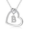 M MOOHAM Stocking Stuffers for Teen Girls Women – Heart Initial Necklaces for Girls Teen Women, Cubic Zirconia Heart Pendant Necklace, Dainty Initial Necklace Letter A – Z Jewelry Christmas Gifts(White-Gold-Plated)