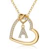 M MOOHAM Stocking Stuffers for Teen Girls Women – Heart Initial Necklaces for Girls Teen Women, Cubic Zirconia Heart Pendant Necklace, Dainty Initial Necklace Letter A – Z Jewelry Christmas Gifts(14K-Gold-Plated)