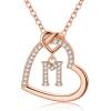 M MOOHAM Stocking Stuffers for Teen Girls Women – Heart Initial Necklaces for Girls Teen Women, Cubic Zirconia Heart Pendant Necklace, Dainty Initial Necklace Letter A – Z Jewelry Christmas Gifts(Rose-Gold-Plated)