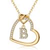 M MOOHAM Stocking Stuffers for Teen Girls Women – Heart Initial Necklaces for Girls Teen Women, Cubic Zirconia Heart Pendant Necklace, Dainty Initial Necklace Letter A – Z Jewelry Christmas Gifts(14K-Gold-Plated)