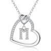M MOOHAM Stocking Stuffers for Teen Girls Women – Heart Initial Necklaces for Girls Teen Women, Cubic Zirconia Heart Pendant Necklace, Dainty Initial Necklace Letter A – Z Jewelry Christmas Gifts(White-Gold-Plated)