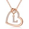 M MOOHAM Stocking Stuffers for Teen Girls Women – Heart Initial Necklaces for Girls Teen Women, Cubic Zirconia Heart Pendant Necklace, Dainty Initial Necklace Letter A – Z Jewelry Christmas Gifts(Rose-Gold-Plated)