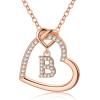 M MOOHAM Stocking Stuffers for Teen Girls Women – Heart Initial Necklaces for Girls Teen Women, Cubic Zirconia Heart Pendant Necklace, Dainty Initial Necklace Letter A – Z Jewelry Christmas Gifts(Rose-Gold-Plated)