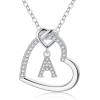 M MOOHAM Stocking Stuffers for Teen Girls Women – Heart Initial Necklaces for Girls Teen Women, Cubic Zirconia Heart Pendant Necklace, Dainty Initial Necklace Letter A – Z Jewelry Christmas Gifts(White-Gold-Plated)