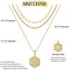 MOOHAM Layered Initial Necklaces – 14K Real Gold Plated Layered Necklace Initial Necklace Paperclip Chain for Women