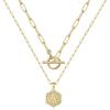 M MOOHAM Gold Initial Necklaces for Women, 14K Real Gold Plated Layered Initial Necklace Hexagon Pendant Toggle Clasp Layering Gold Chain Necklaces for Women Gold Layered Choker Necklaces for Women