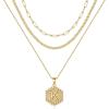 MOOHAM Layered Initial Necklaces – 14K Real Gold Plated Layered Necklace Initial Necklace Paperclip Chain for Women