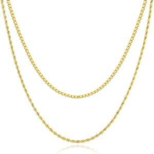 M MOOHAM Gold Chain for Men Boys, Twist Chains for Men Necklaces Layered Gold Chain for Men Stainless Steel Necklace for Mens Chain Square Rolo Chains for Men Gifts